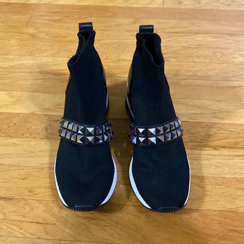 Michael Kors Black Silver Slip On Ankle Boots Size 8.5